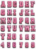 36pcs Pink Letter Series Shoe Charms, Suitable For Slippers & Sandals, PVC Shoe Decoration Accessories, Unisex, Christmas, Birthday, Party Gifts