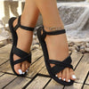 2026 Summer New Solid Color Criss-Cross Strap Mule Slippers, Flat Roman Sandals For Women, Versatile Casual Slip-On