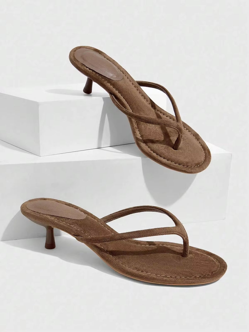 CUCCOO SZL Women's Shoes New Low-Heeled Round Toe Pinch Feet Elegant Sweet Romantic Women's High-Heeled Sandals Summer Shoes